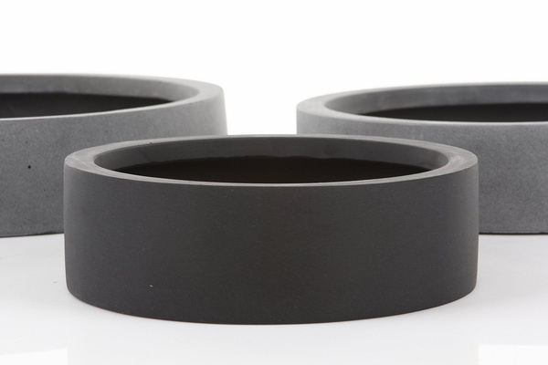 Max Low S 40/9 czarna doniczka kamienna płaska