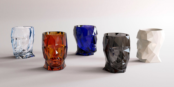 ADAN NANO GLOSSY 13x17/18 designerska doniczka bursztynowa głowa