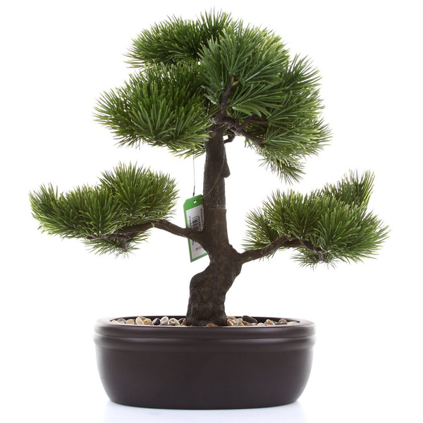 Sztuczne drzewko Bonsai Pinia Sosna 32 cm w brązowej doniczce