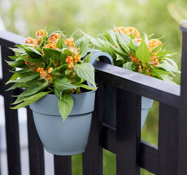 Vibia Flower Twin 21 doniczka dwustronna balkonowa niebieska vintage blue