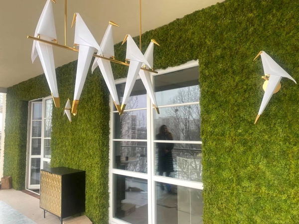 Sztuczna zielona ściana mata mech Islandzki 50x50 trudnopalna FR UV