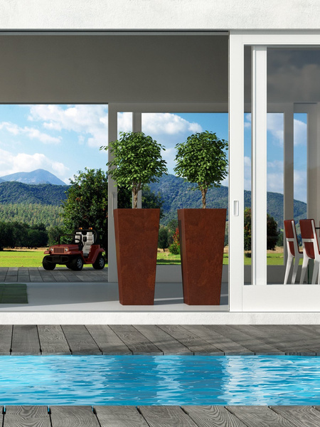 KIAM 40x40/90 donica kwadratowa wysoka brązowa / rust