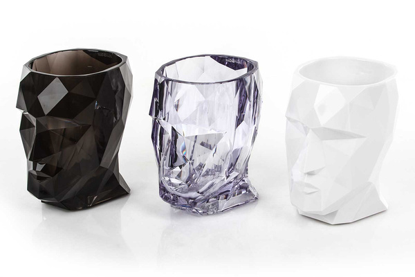 ADAN NANO GLOSSY 13x17/18 doniczka głowa designerska przydymiona transparent