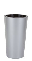 TUIT 33/61 satynowa srebrna doniczka wysoka z czarnym wkładem