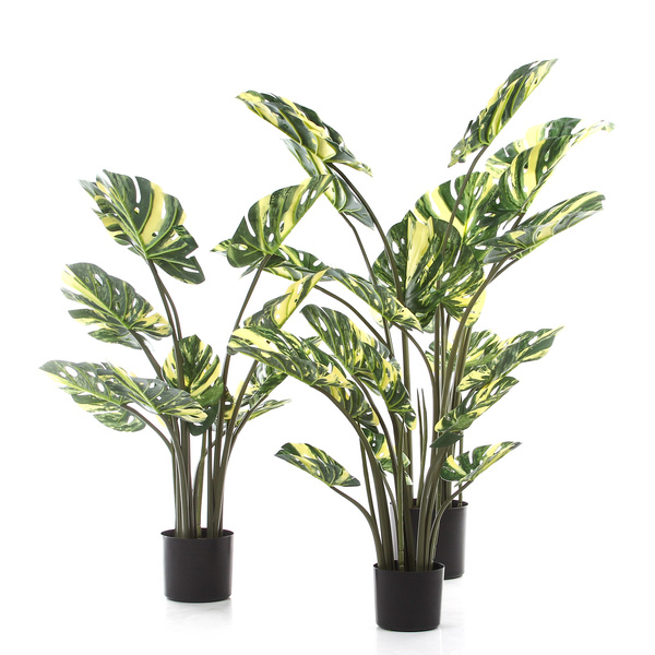Sztuczna Monstera dziurawa Variegata zielono-żółta 120 cm
