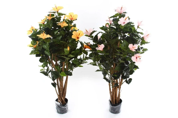Sztuczny Hibiskus 100 cm różowe kwiaty deluxe