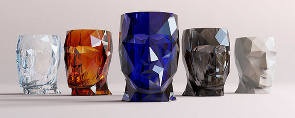 ADAN NANO GLOSSY 13x17/18 doniczka głowa designerska przydymiona transparent