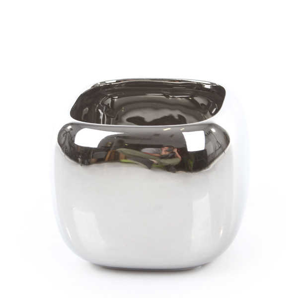 MANON 13x13/10 doniczka kwadratowa chromowana srebrna