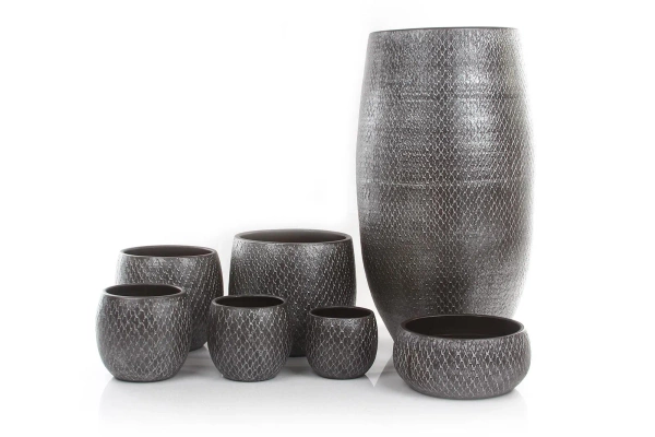 Madeira Vase 39/70 wysoka waza ceramiczna srebrno-szaro-brązowa