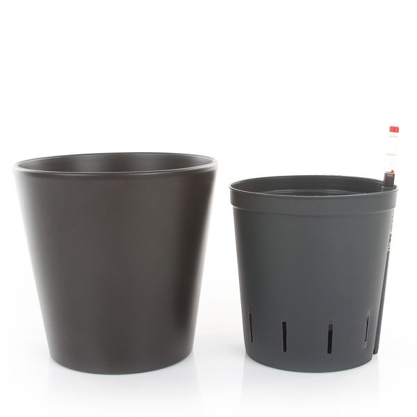 Zestaw do hydroponiki Leni 18/19 Vasa osłonka ceramiczna antracytowa