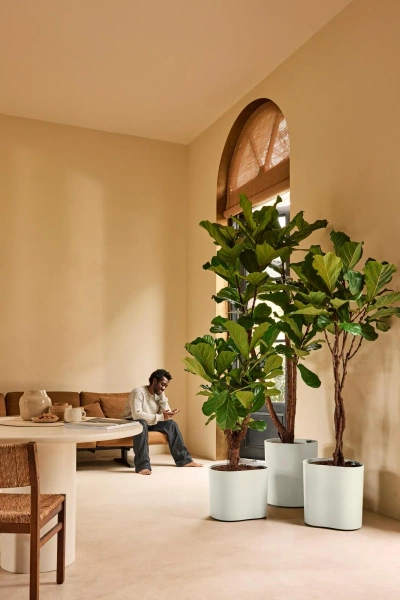 Eden Aquacare Medium 40 biała designerska donica linen white system samonawadniający