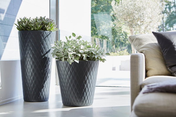 Pure Straight Crystal High 42/80 wysoka donica pikowana antracytowa