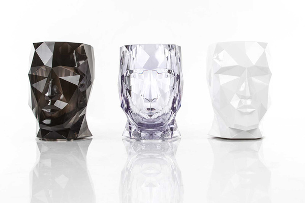 ADAN NANO GLOSSY 13x17/18 designerska doniczka bursztynowa głowa