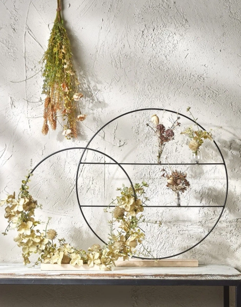 Podpórka na roślin koło na drewnie 50 cm z poprzeczkami