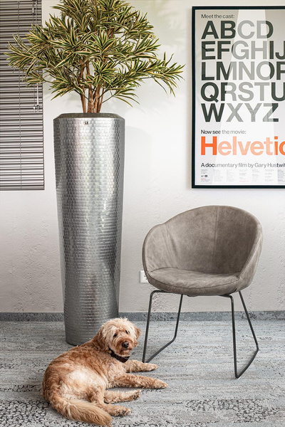 PIXEL 40/105 donica wysoka designerska srebrna lustrzany połysk