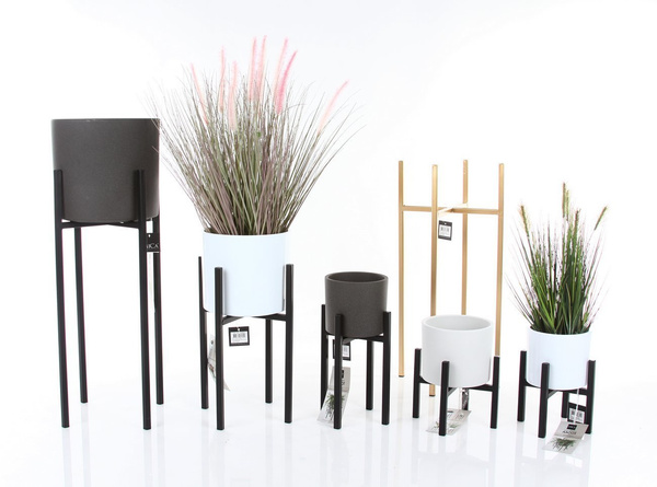 ASCOT 26x26/55 cm czarny stalowy stojak na donice kwietnik