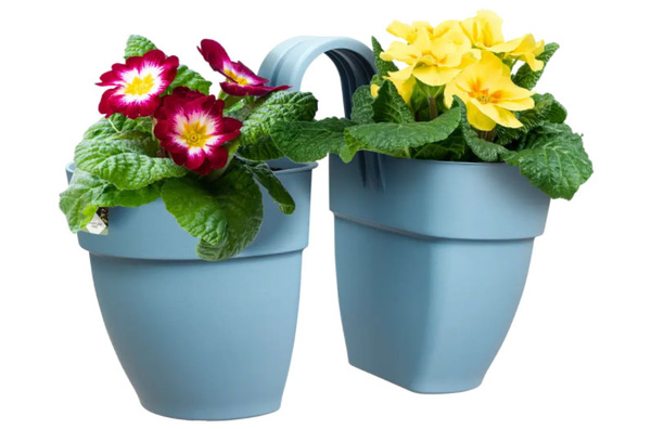 Vibia Flower Twin 21 doniczka dwustronna balkonowa niebieska vintage blue