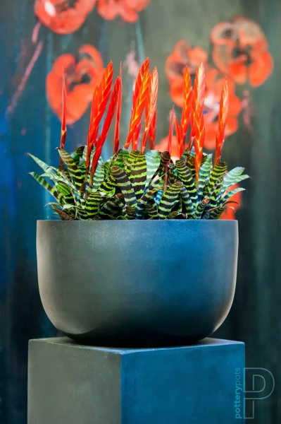 Sunny L 45/27 czarna donica płaska kamienna