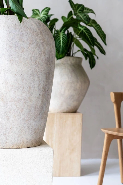 Fleuri High L 61/75 wysoka donica antyczna travertine beige