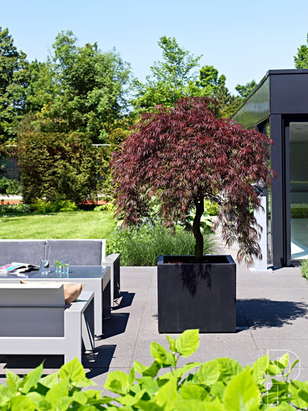 Jumbo L 90x90/83 duża donica kubik kamienna czarna