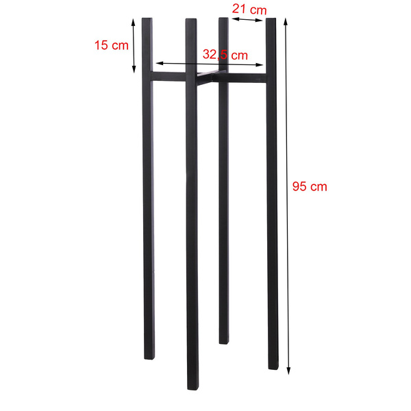 ASCOT XL 37,5x37,5/95 cm wysoki czarny stojak na donice kwietnik