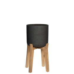 Charlie L 32/51,5 czarna donica kamienna na wysokich nóżkach