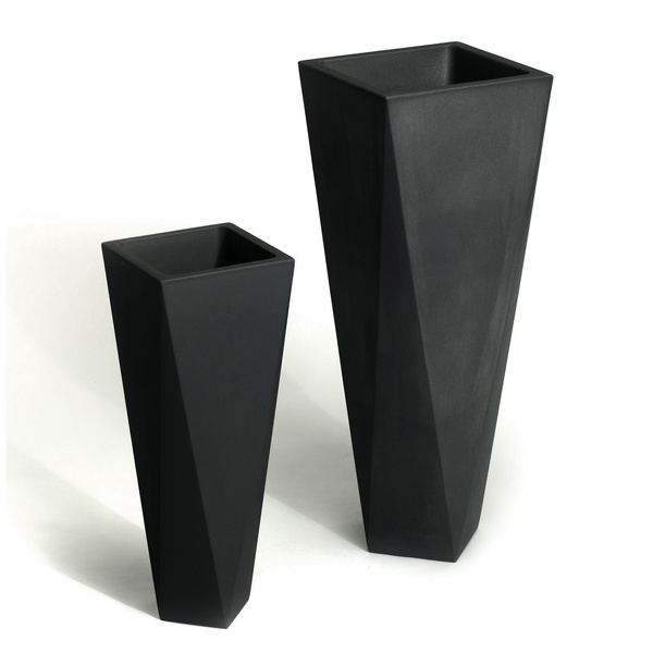 DIAMOND 26x26/72 donica designerska wysoka smukła grafitowa / czarna perła