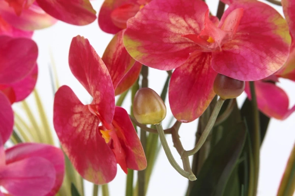 Sztuczny storczyk Phalenopsis różowy 58 cm w białej ceramicznej doniczce