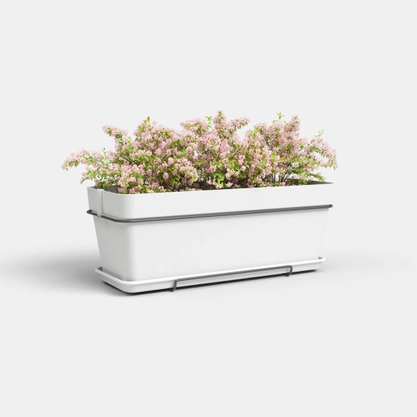 Capri Box Balcony 50 biała podłużna doniczka na poręcz