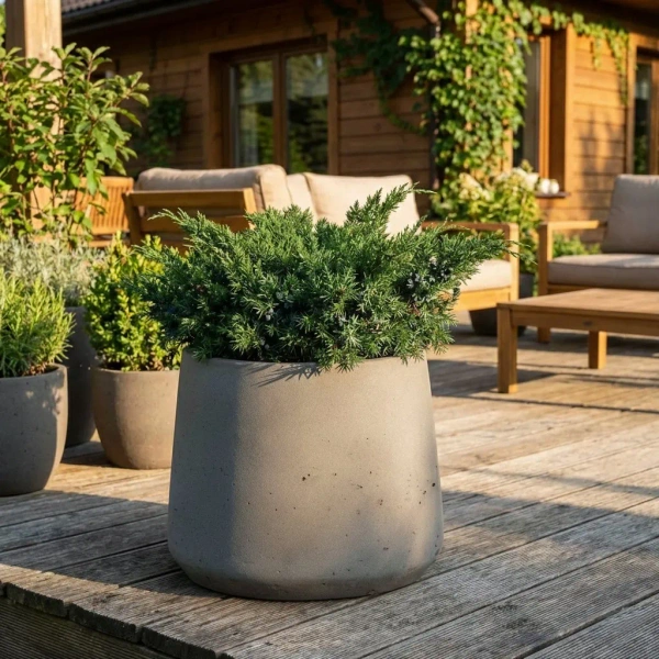 Patt XXL 34/28,5 okrągła donica z kamienia mocha washed