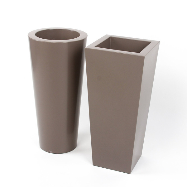 ILIE GLOSS 32/67 doniczka wysoka okrągła taupe półpołysk