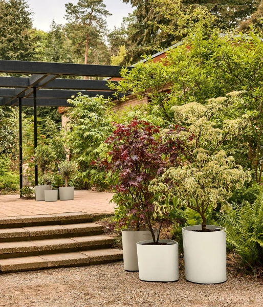 Eden Aquacare High 40 biała wysoka donica asymetryczna linen white system samonawadniający