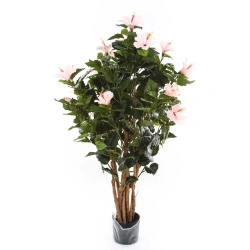 Sztuczny Hibiskus 100 cm różowe kwiaty deluxe