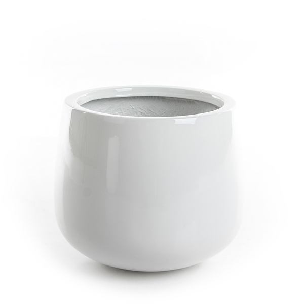 Kevan M 25/21 doniczka biała z połyskiem z włókna szklanego