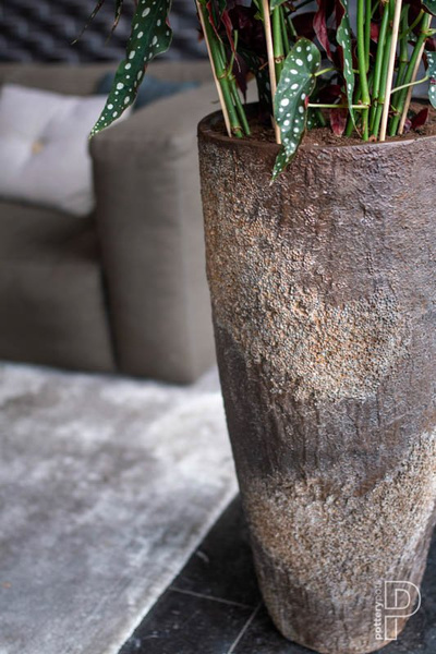 Dax XXL 46/118 wysoka naturalna brązowa donica ostryga / oyster