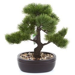 Sztuczne drzewko Bonsai Pinia Sosna 32 cm w brązowej doniczce