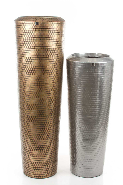 PIXEL 40/105 donica wysoka designerska srebrna lustrzany połysk