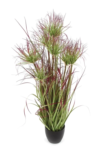 Sztuczna trawa cyperus 95 cm w doniczce zielono-czerwona