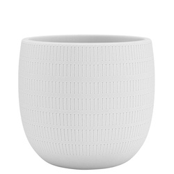AURA 20/18 doniczka ceramiczna w paski biała