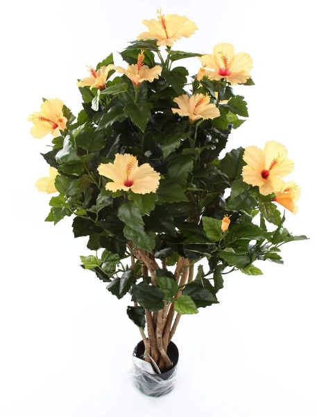 Sztuczny Hibiskus 100 cm pomarańczowe kwiaty deluxe