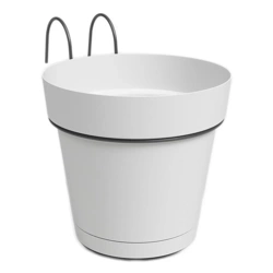 Capri Balcony 20 biała doniczka balkonowa na poręcz