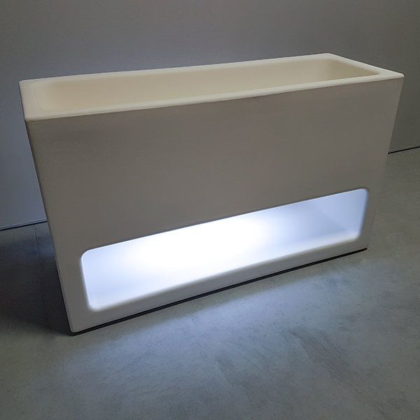 LLUNA 110x40/65 prostokątna donica podświetlana kremowa LED biały