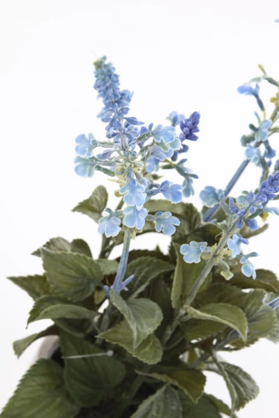 Sztuczna szałwia niebieska 45 cm w cementowej doniczce