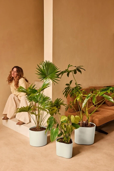 Eden 25 biała donica w organicznym kształcie linen white