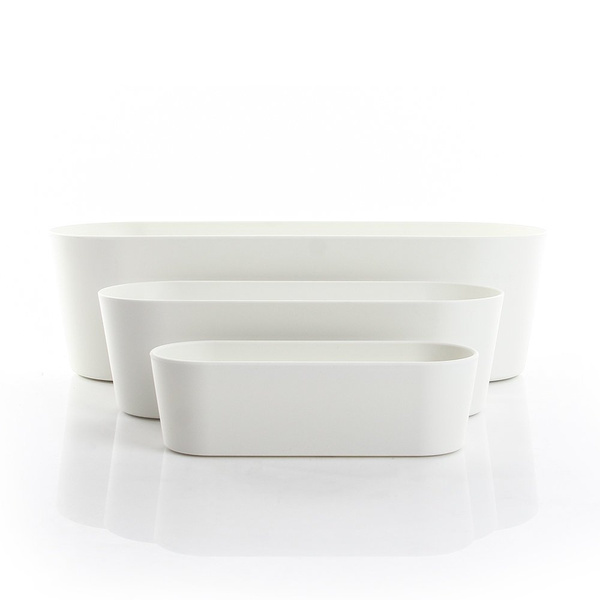 Flori 27x10/8 cm osłonka podłużna biała