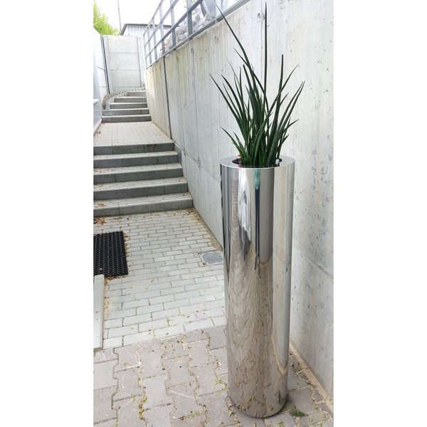 COHIBA SLIM 30/82 wysoka smukła donica cylindryczna stalowa polerowana