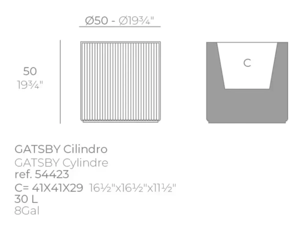 Gatsby Cylinder 50/50 cylindryczna donica designerska Purjai red