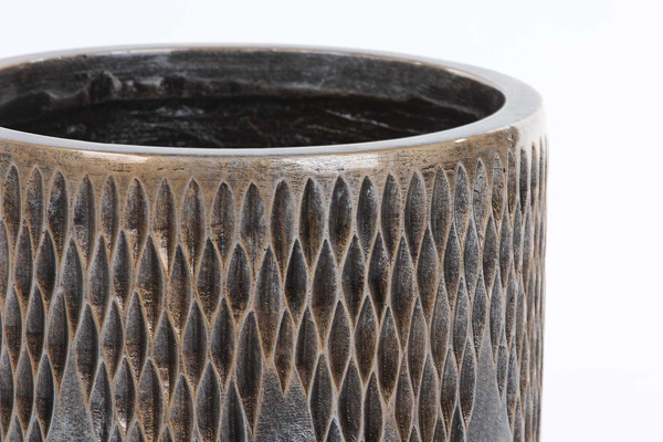 UNIVERSE COMET CYLINDER 23/22 doniczka cylindryczna ręcznie zdobiona brązowa