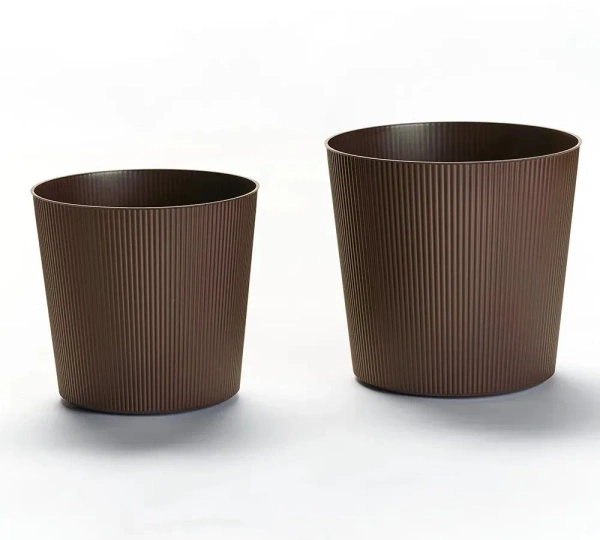 Fyre 40 brązowa donica prążkowa na na kółkach