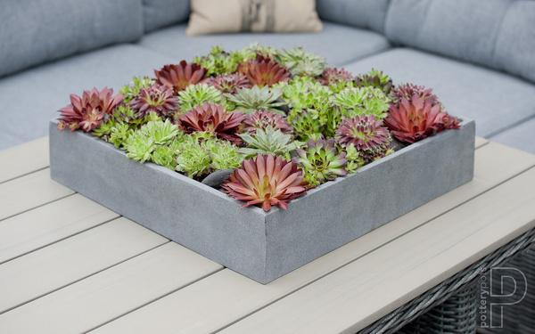 Jack M 50x50/10 czarna donica kwadratowa płaska